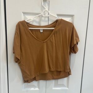 Casual Brown V-Neck Women's Top